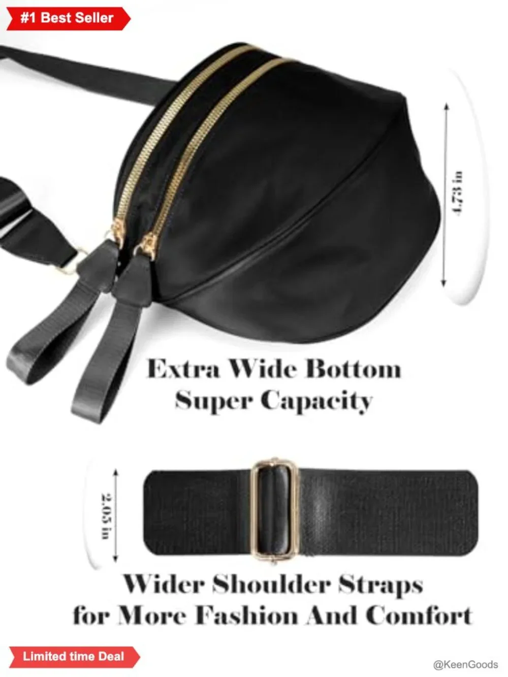Water Resistant Nylon Crossbody Bum Bag Waist Pack Fanny Pack